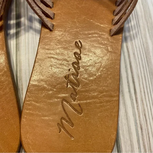 Matisse Womens Sz 8 slip on strappy sandals “Fred” leather natural NEW - Picture 4 of 8